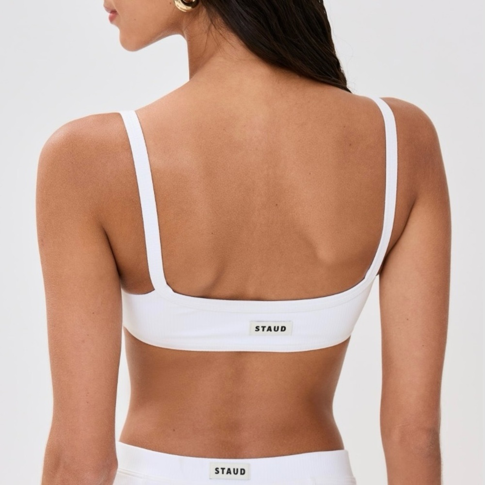 STAUD White Ribbed Bikini Top - Picture 2 of 10